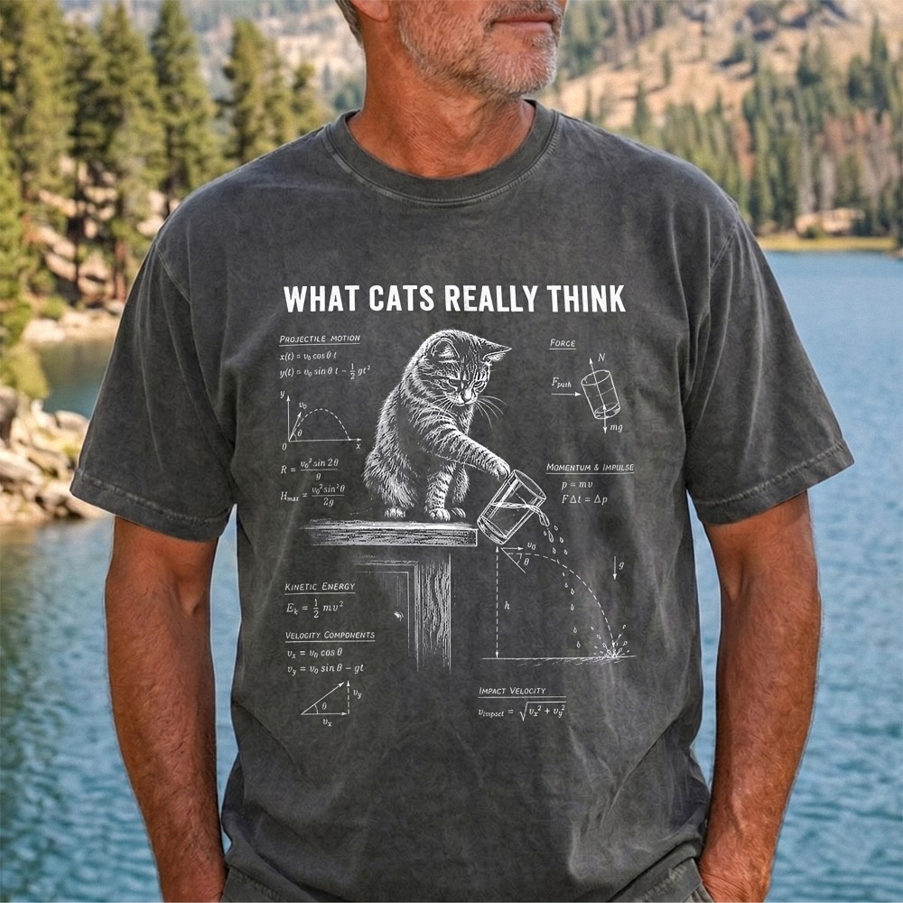 What Cats Really Think Funny Cat Physics Tee STEM Teacher Gift
