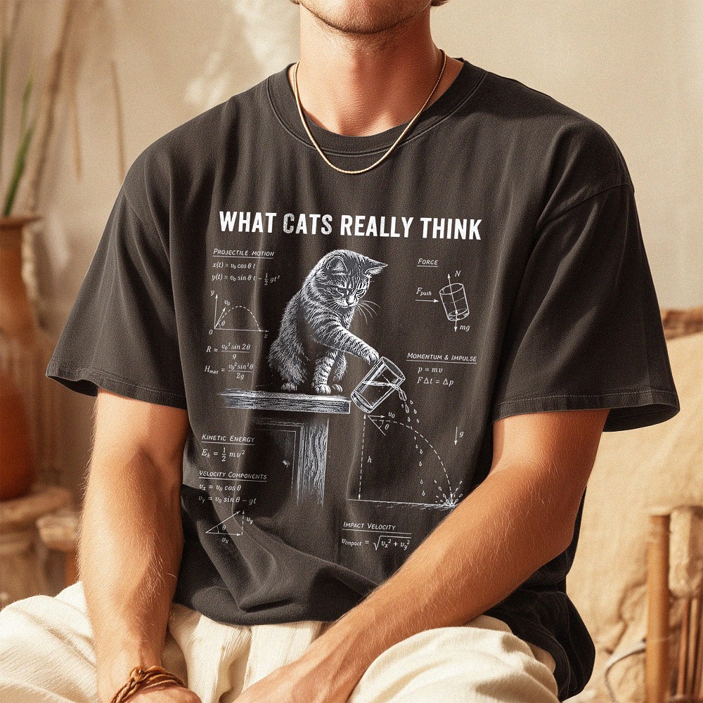 What Cats Really Think Funny Cat Physics Tee STEM Teacher Gift