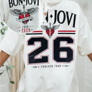 Bon Jovi Forever Tour 2026 Graphic Tee Vintage Style Rock Band Shirt
