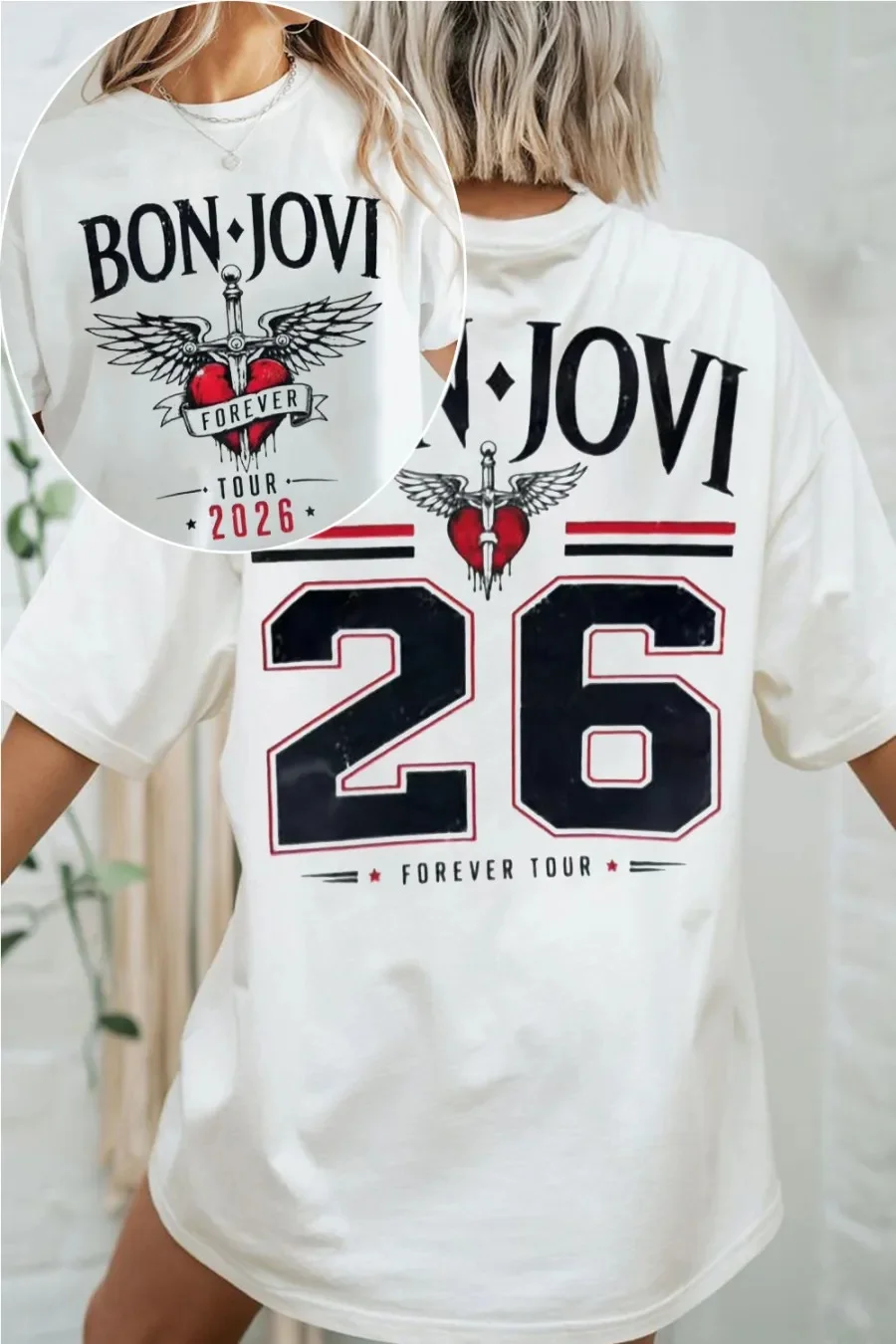 Bon Jovi Forever Tour 2026 Graphic Tee Vintage Style Rock Band Shirt