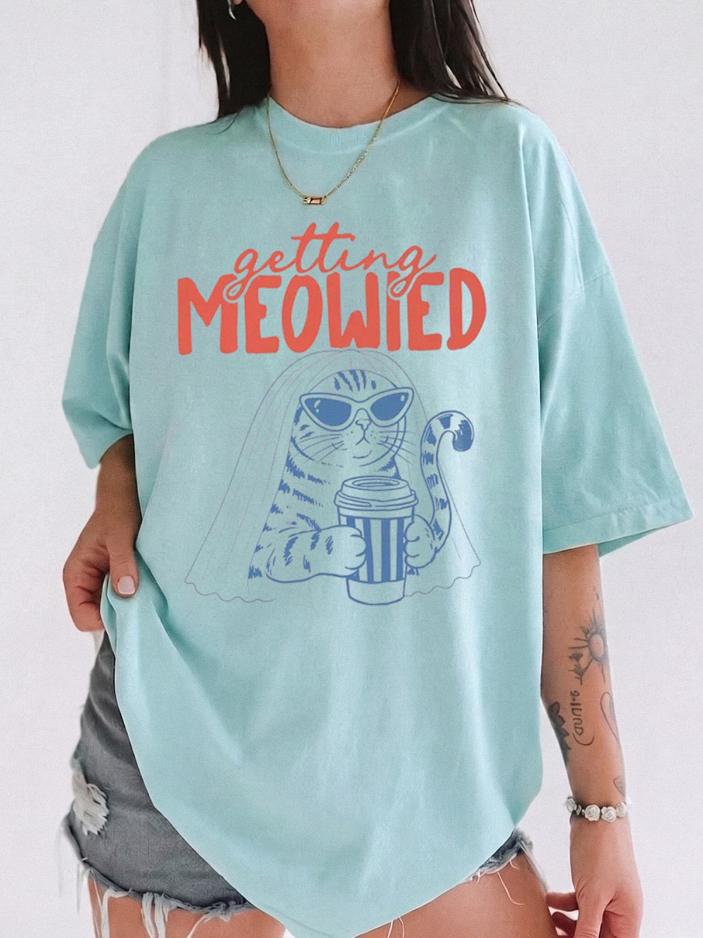 Getting MEOWIED Funny Cat Bride Tee Bachelorette Party Gift