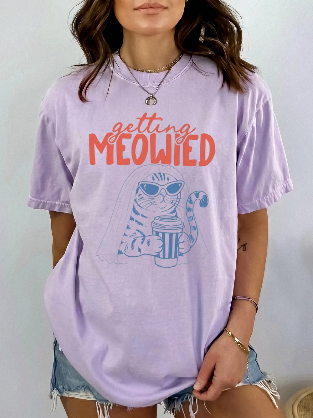 Getting MEOWIED Funny Cat Bride Tee Bachelorette Party Gift