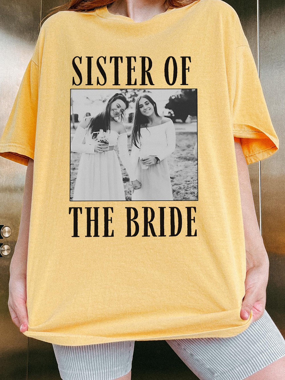Sister of the Bride Custom Photo Tee, Wedding Weekend Getting Ready Shirt