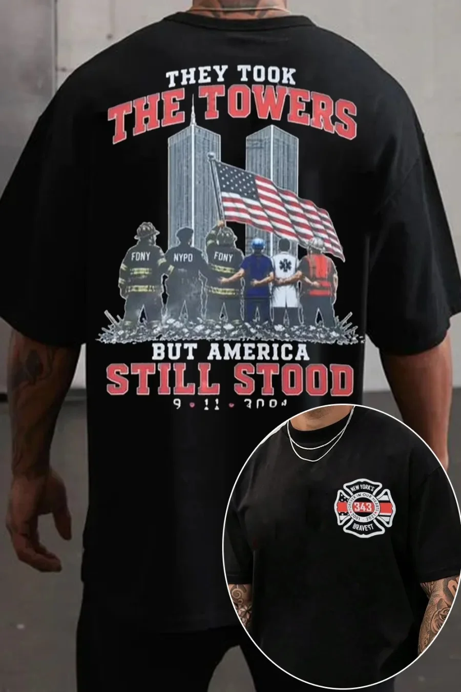 woobulk_1786159657095_0_4f093d.webp FDNY 9/11 Memorial Tee New York's Bravest Firefighter Tribute Shirt