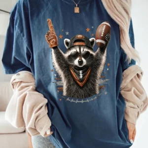 Cute Football Raccoon Game Day Tee for Women