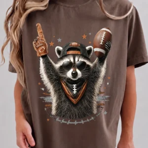 Cute Football Raccoon Game Day Tee for Women