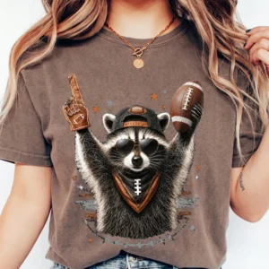 Cute Football Raccoon Game Day Tee for Women
