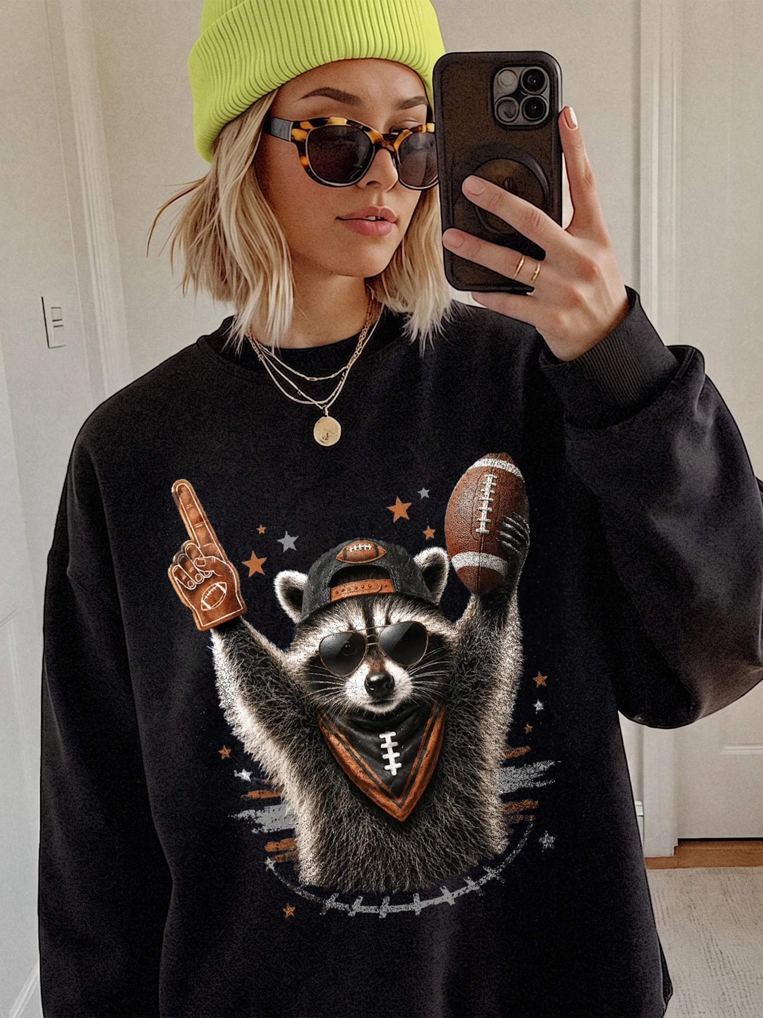 Cute Football Raccoon Game Day Tee for Women