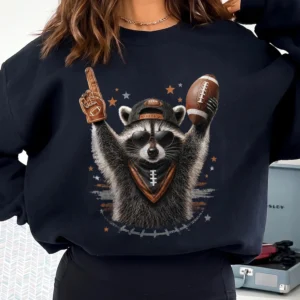 Cute Football Raccoon Game Day Tee for Women