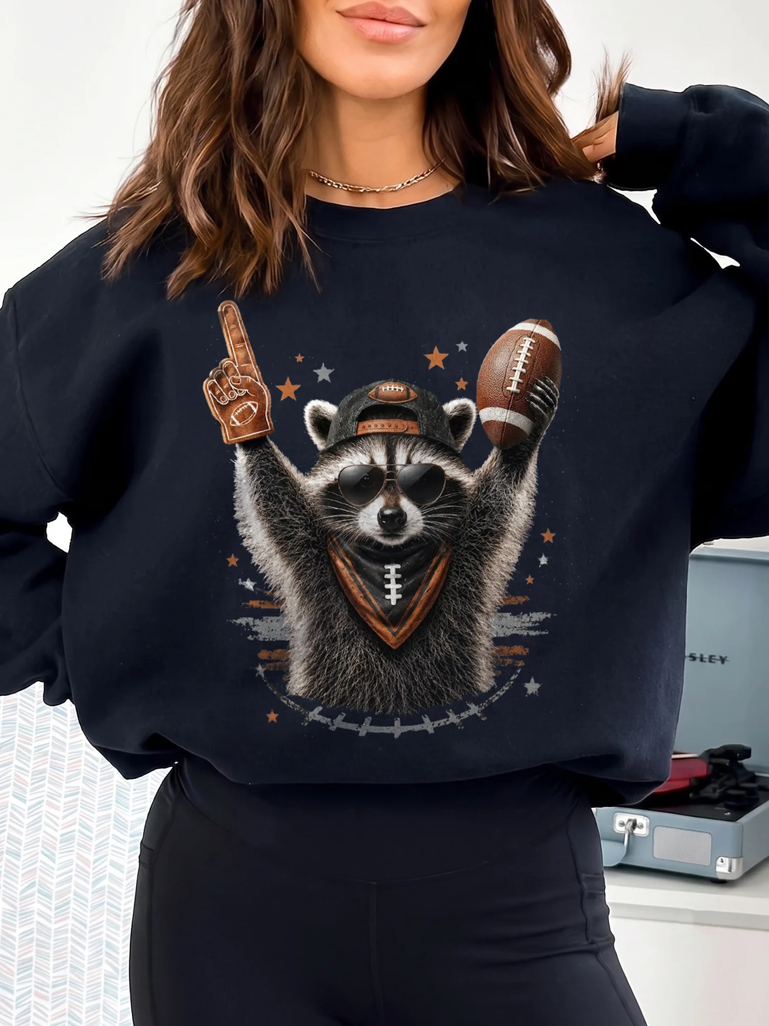 Cute Football Raccoon Game Day Tee for Women