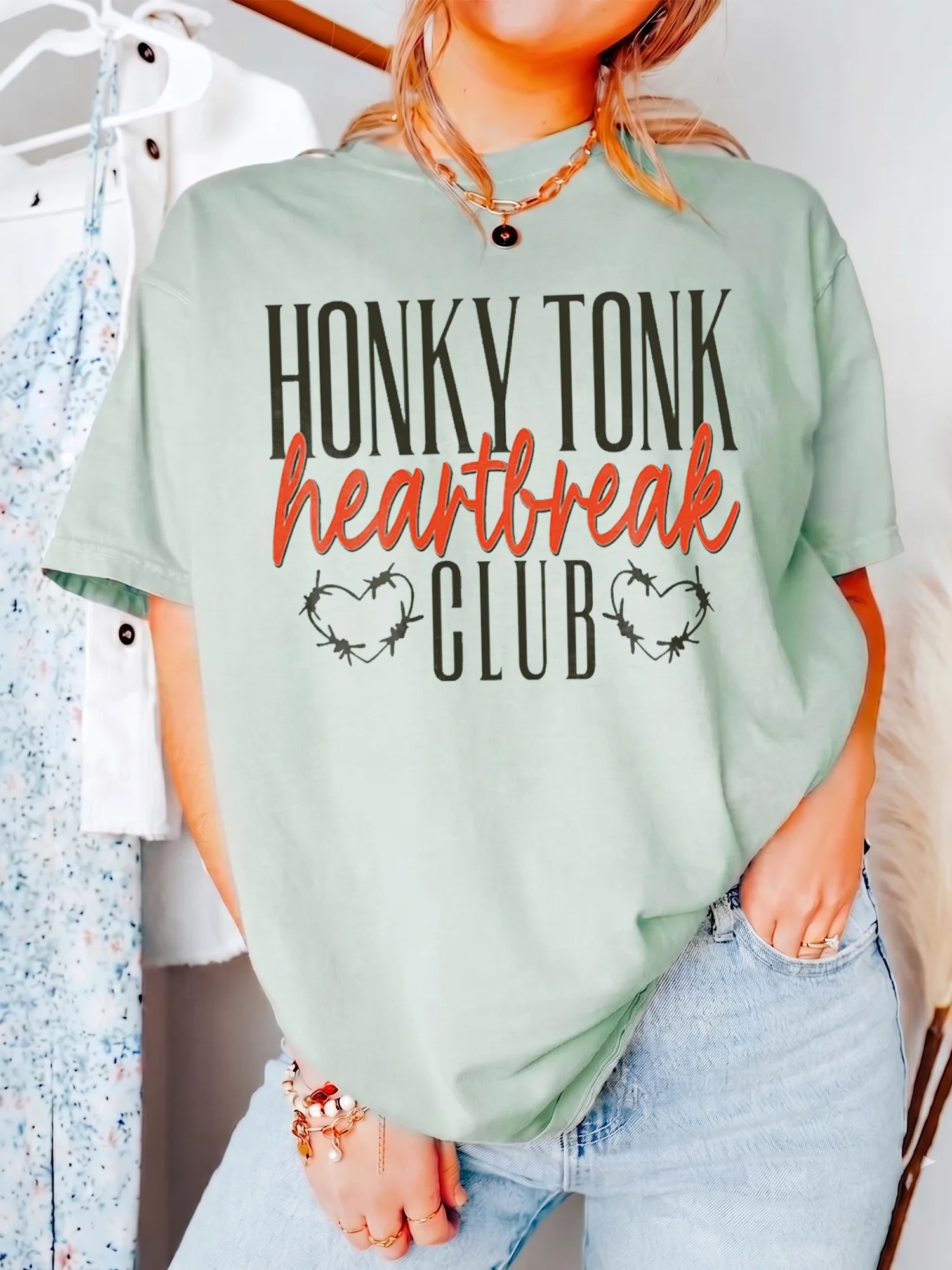 Honky Tonk Heartbreak Club Vintage Country Tee for Women