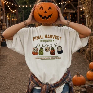 Haunted Harvest Horror Pumpkin Patch Tee Vintage Halloween Spooky Season Shirt
