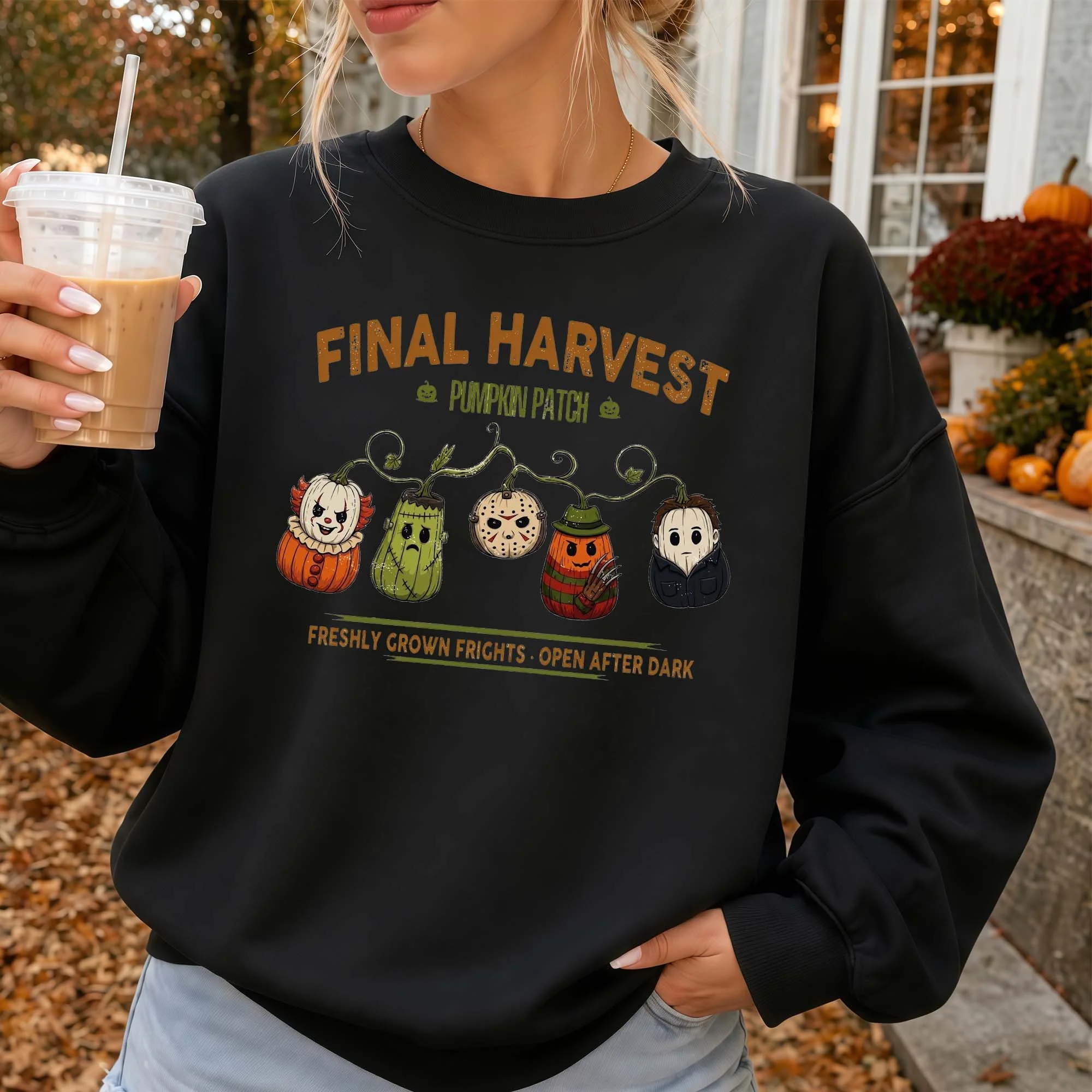 Haunted Harvest Horror Pumpkin Patch Tee Vintage Halloween Spooky Season Shirt