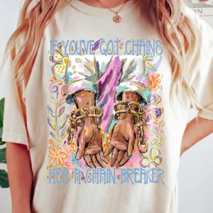 Chain Breaker Christian Tee Jesus Breaking Chains Faith Shirt for Women