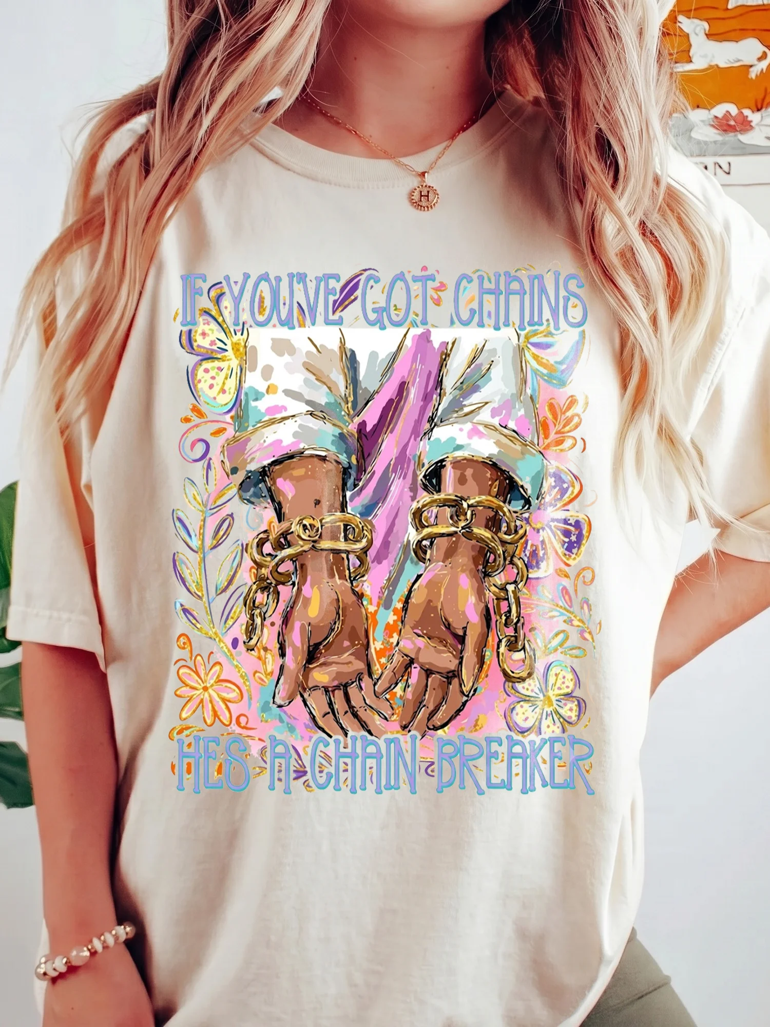 Chain Breaker Christian Tee Jesus Breaking Chains Faith Shirt for Women
