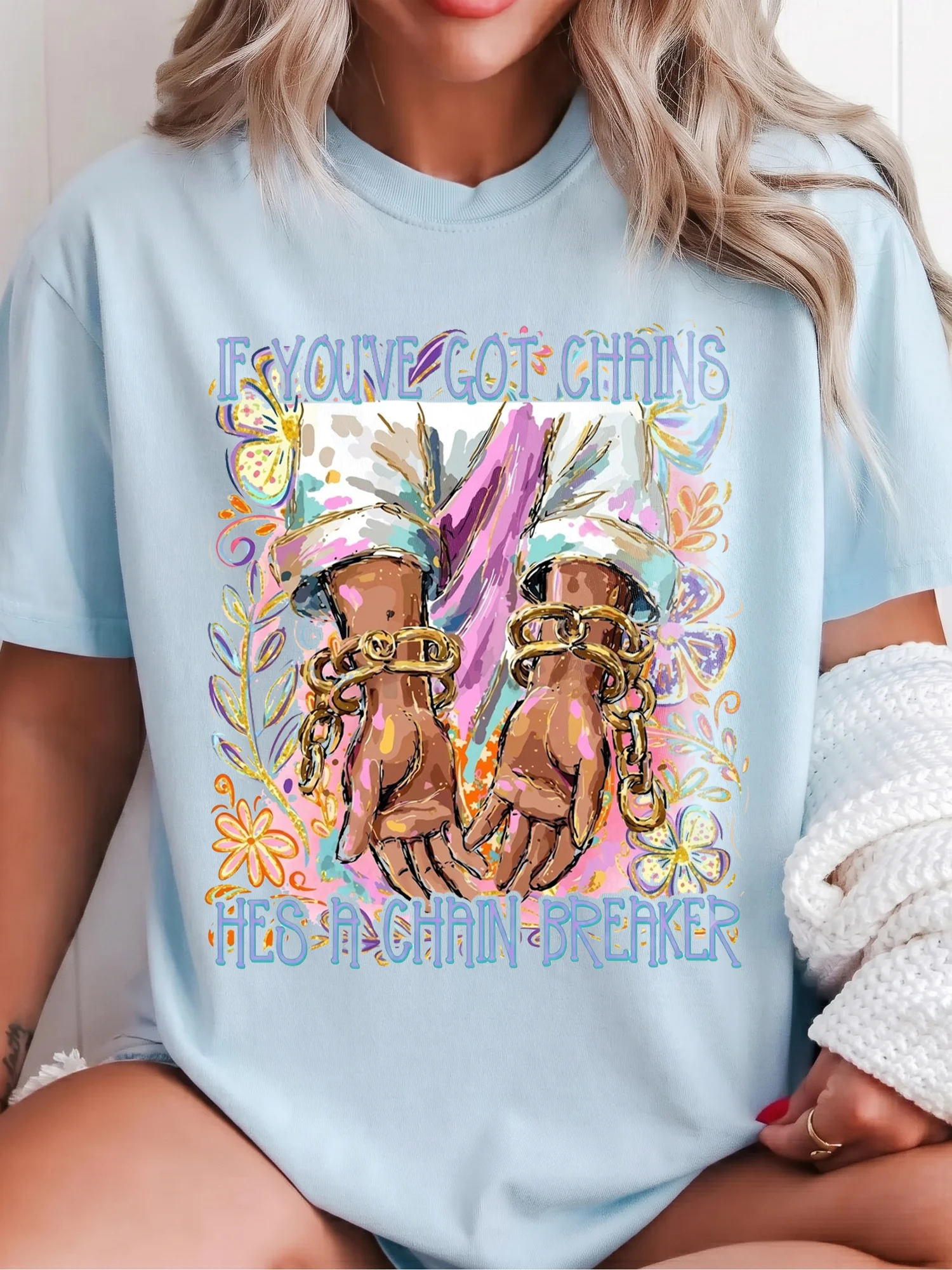 Chain Breaker Christian Tee Jesus Breaking Chains Faith Shirt for Women
