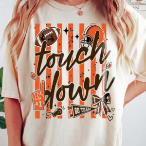 Football Game Day Touchdown Fan Tee Go Team Tailgate Shirt for Women