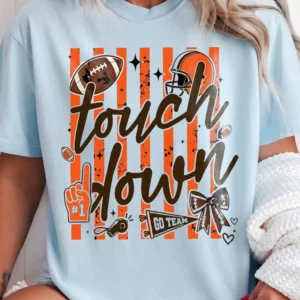 Football Game Day Touchdown Fan Tee Go Team Tailgate Shirt for Women