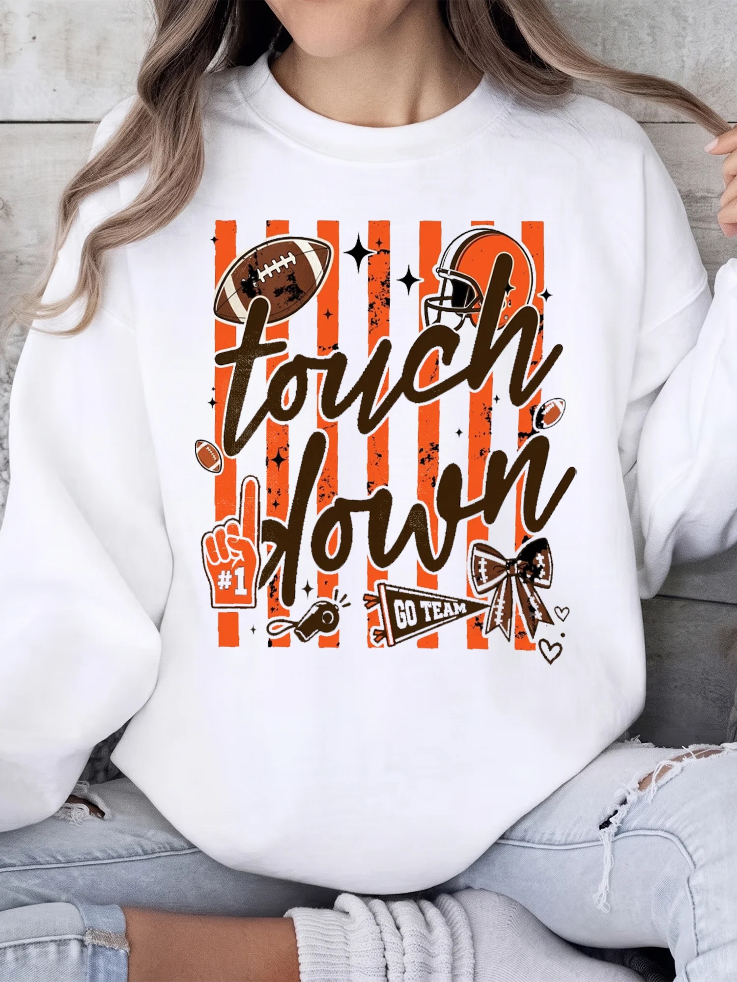 Football Game Day Touchdown Fan Tee Go Team Tailgate Shirt for Women