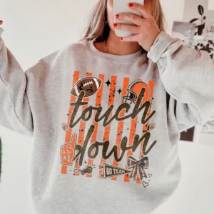 Football Game Day Touchdown Fan Tee Go Team Tailgate Shirt for Women