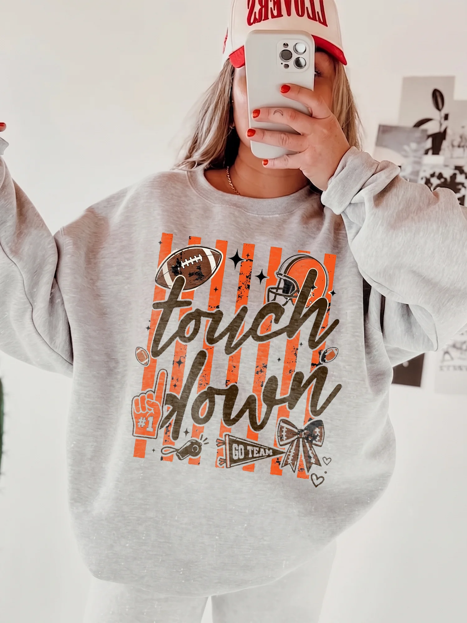 Football Game Day Touchdown Fan Tee Go Team Tailgate Shirt for Women