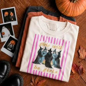 Girls Will Be Girls Witches Coven Tee Vintage Halloween Shirt for Women
