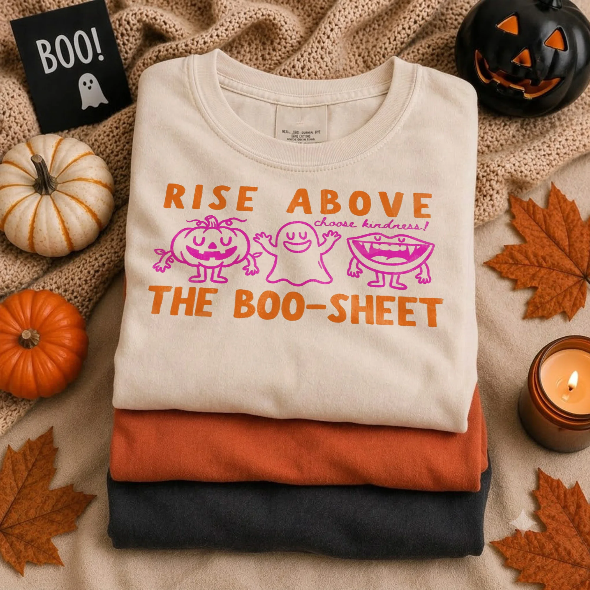 Halloween Kindness Spooky Season Tee Rise Above The Boo Sheet Fall Teacher Shirt