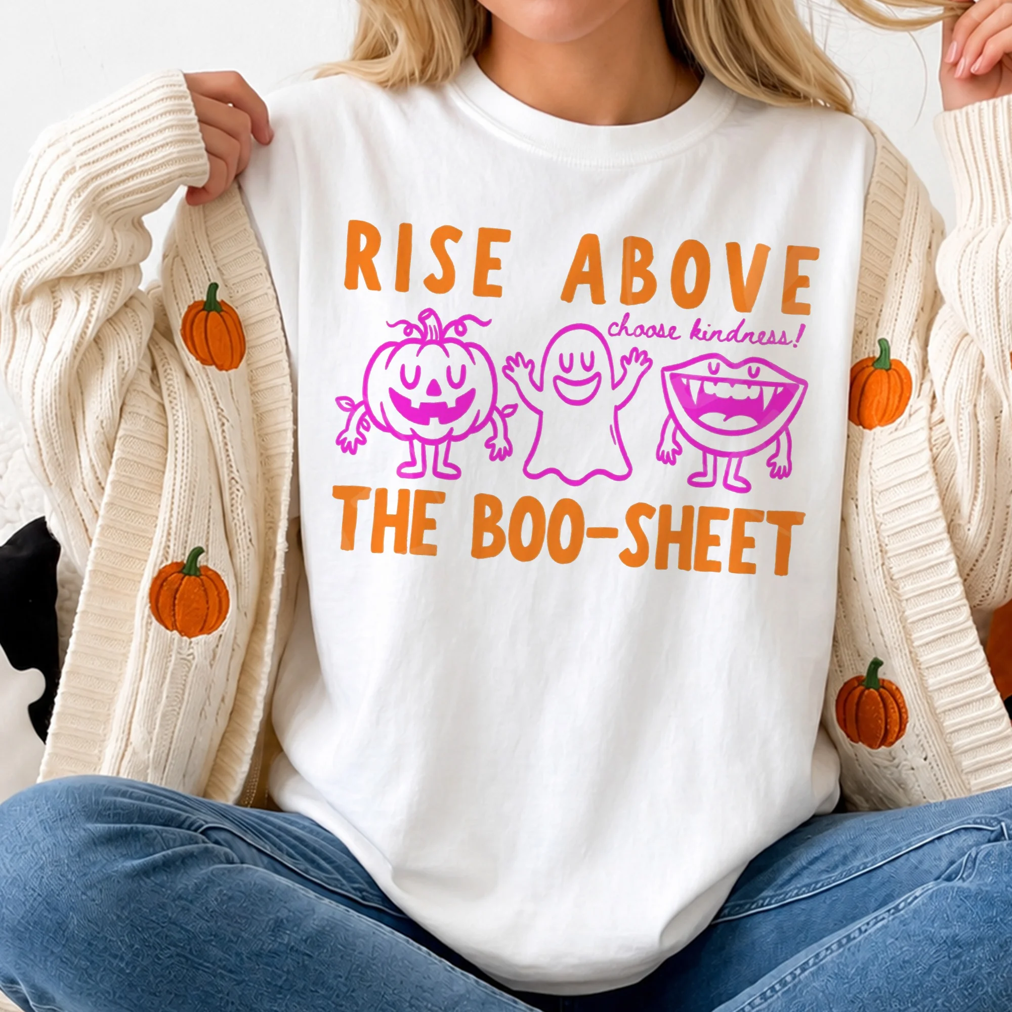 Halloween Kindness Spooky Season Tee Rise Above The Boo Sheet Fall Teacher Shirt