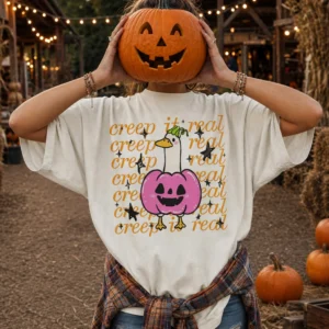 Creep It Real Goose Pumpkin Costume Halloween Tee Cute Spooky Season Shirt