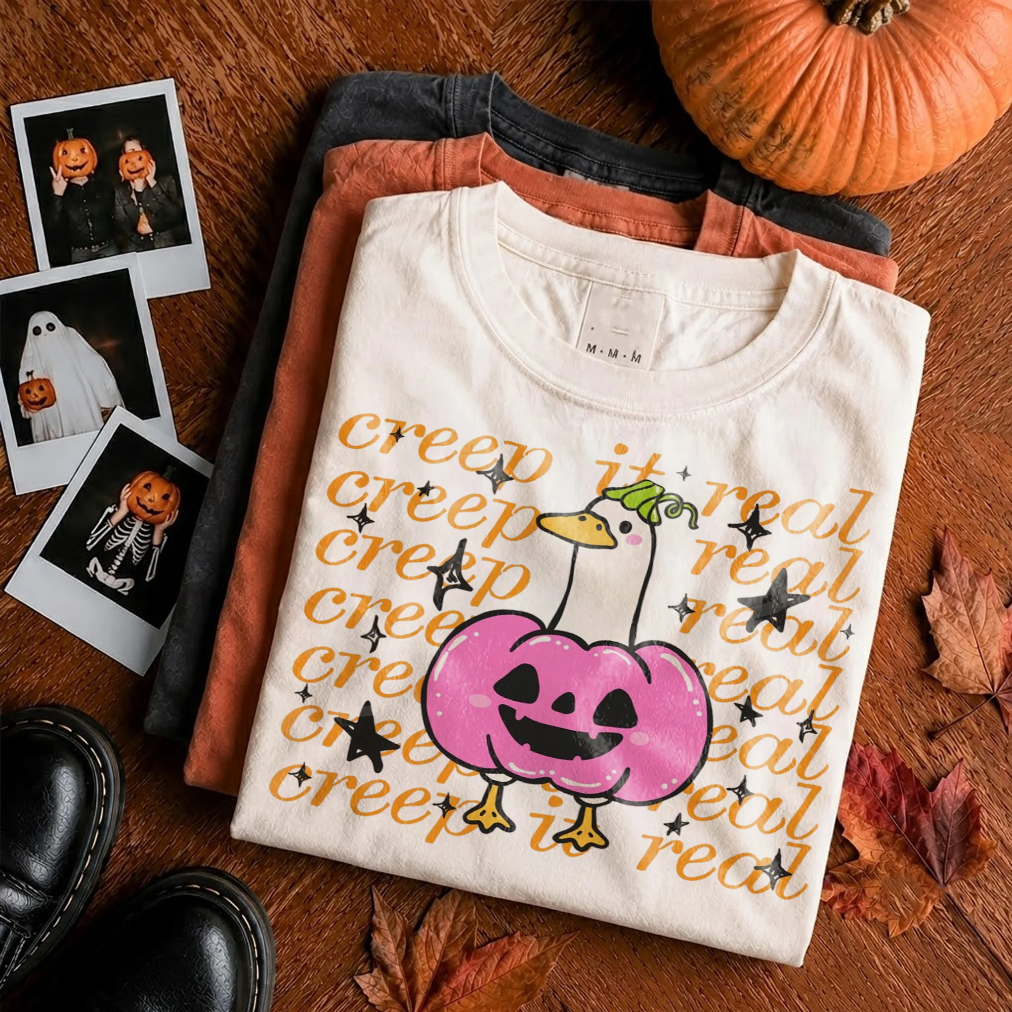 Creep It Real Goose Pumpkin Costume Halloween Tee Cute Spooky Season Shirt