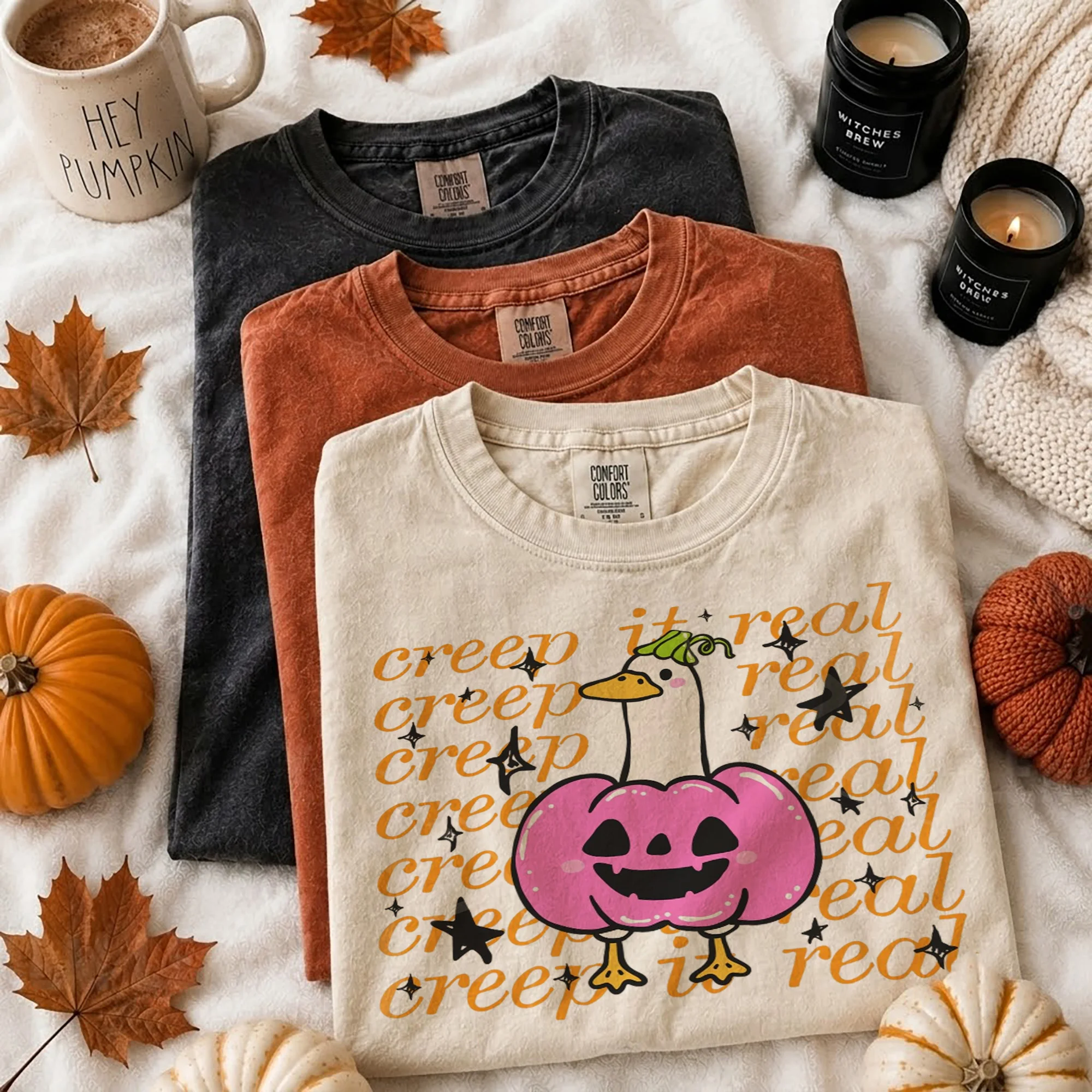 Creep It Real Goose Pumpkin Costume Halloween Tee Cute Spooky Season Shirt