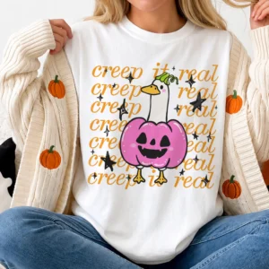 Creep It Real Goose Pumpkin Costume Halloween Tee Cute Spooky Season Shirt