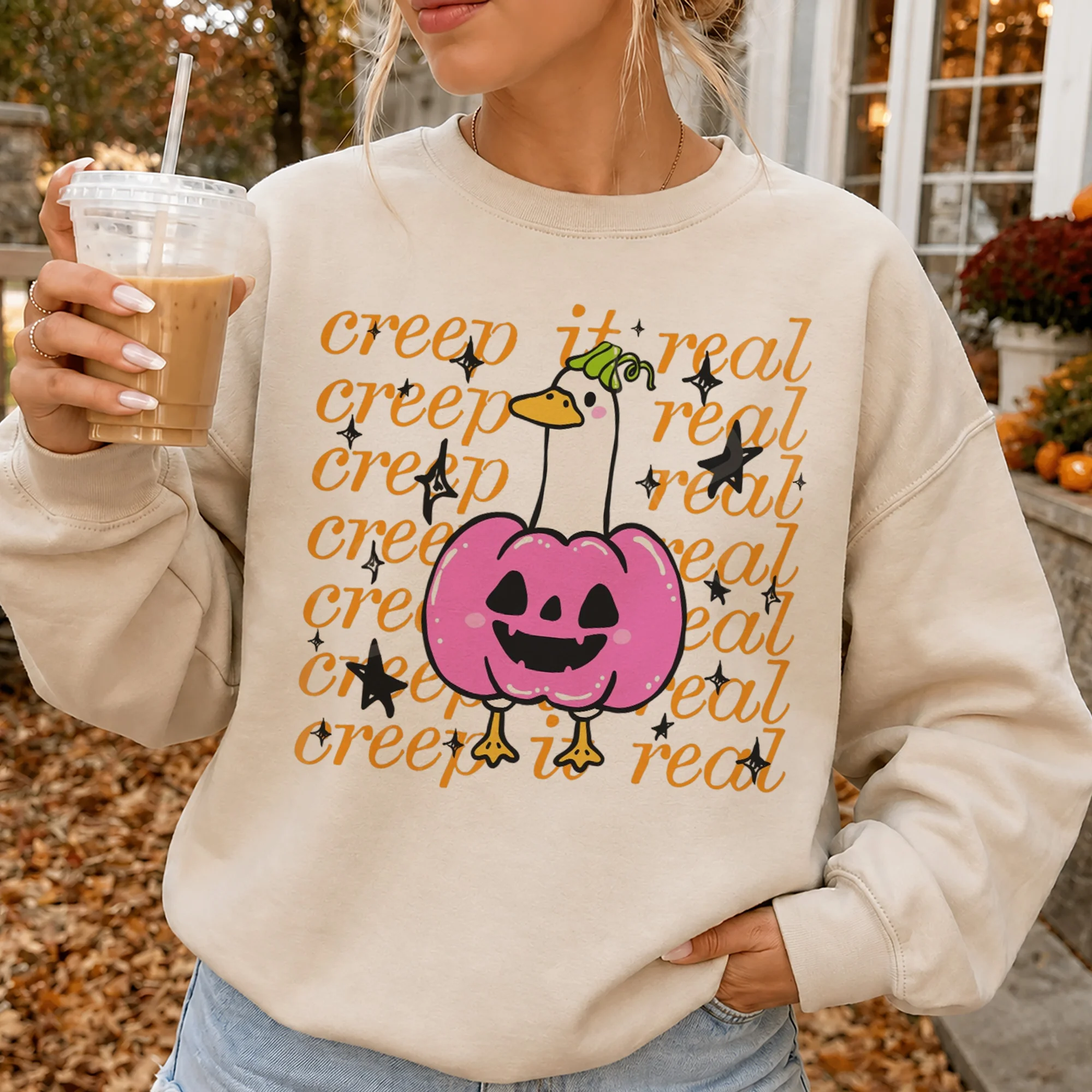 Creep It Real Goose Pumpkin Costume Halloween Tee Cute Spooky Season Shirt