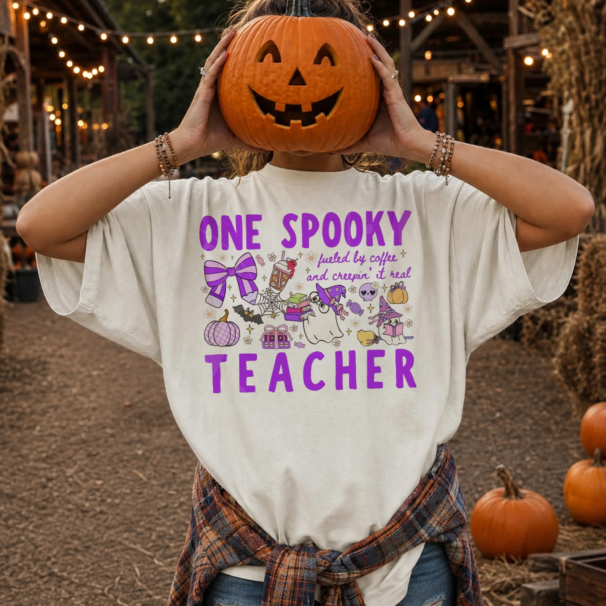 Spooky Teacher Halloween Shirt, Fueled By Coffee Creepin It Real Tee