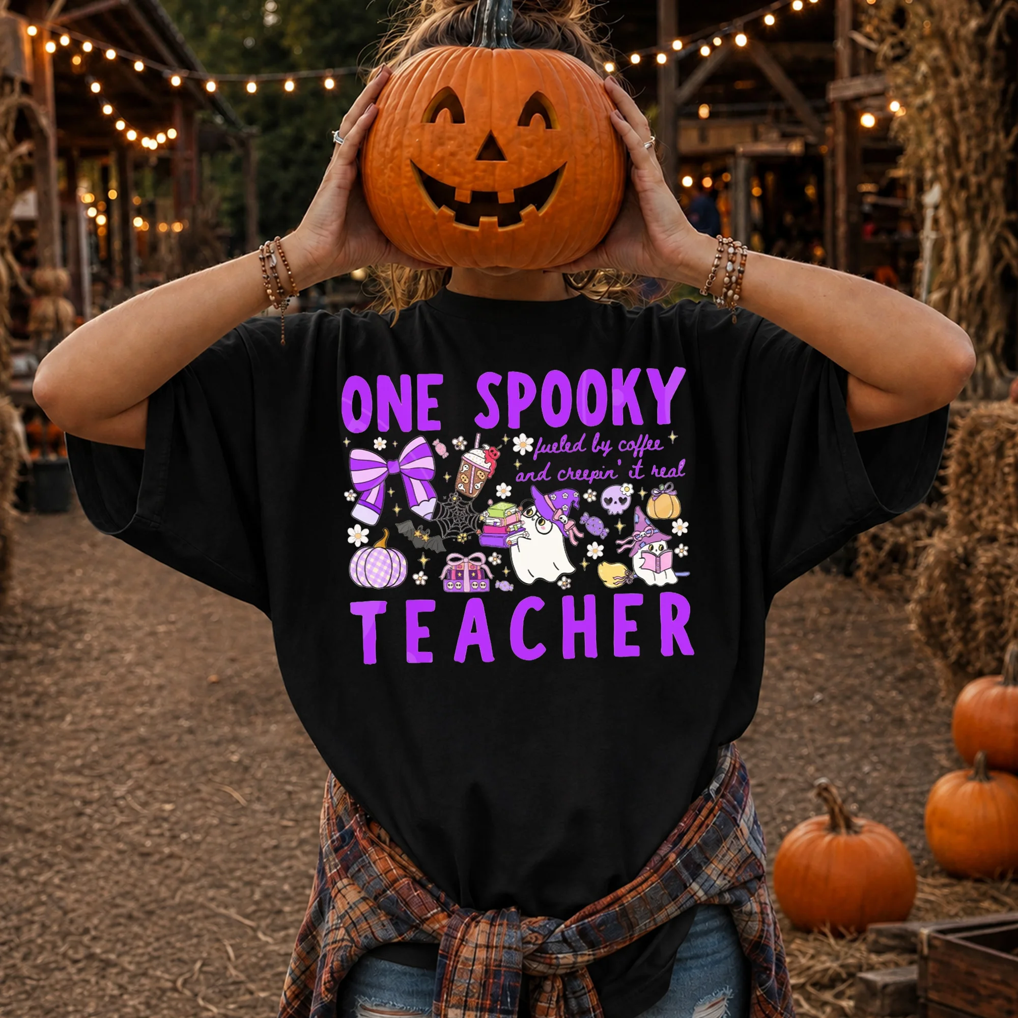 Spooky Teacher Halloween Shirt, Fueled By Coffee Creepin It Real Tee