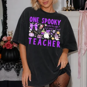 Spooky Teacher Halloween Shirt, Fueled By Coffee Creepin It Real Tee
