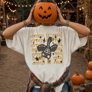 Creep It Real Tee Skeleton Goose Spooky Season Halloween Shirt
