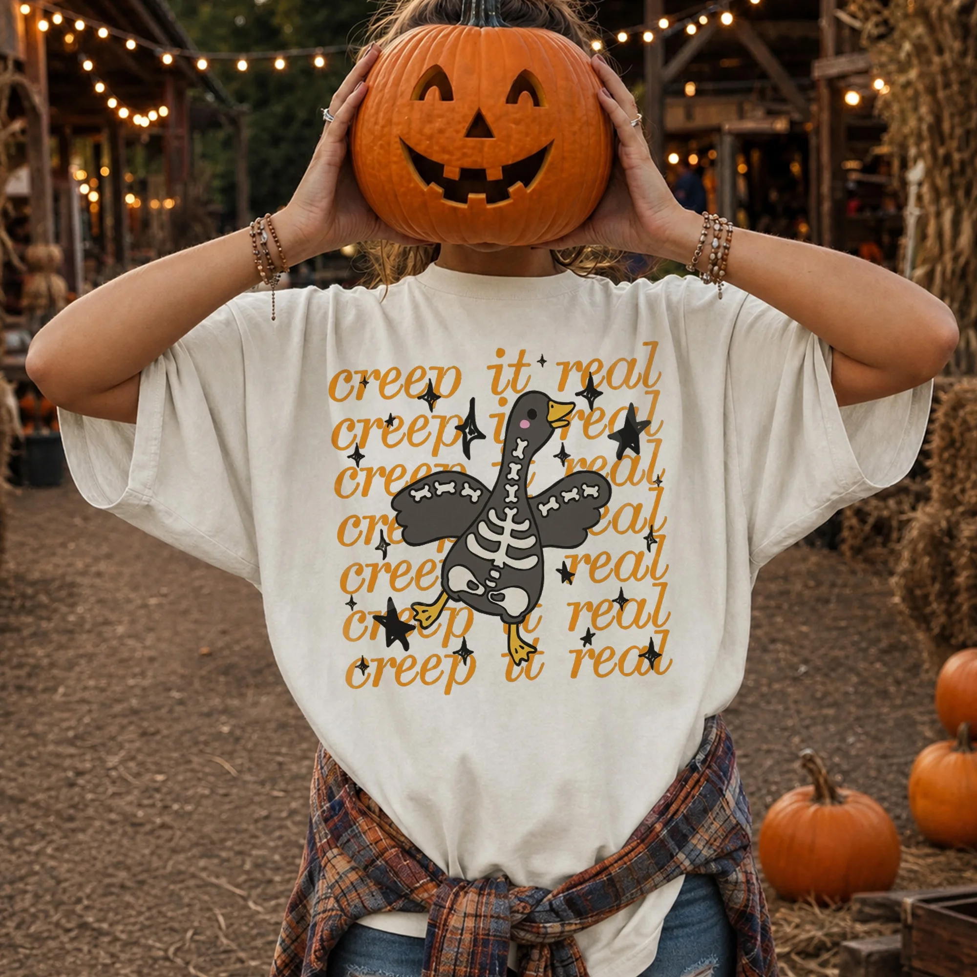 Creep It Real Tee Skeleton Goose Spooky Season Halloween Shirt