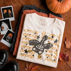 Creep It Real Tee Skeleton Goose Spooky Season Halloween Shirt