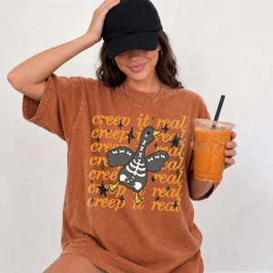 Creep It Real Tee Skeleton Goose Spooky Season Halloween Shirt