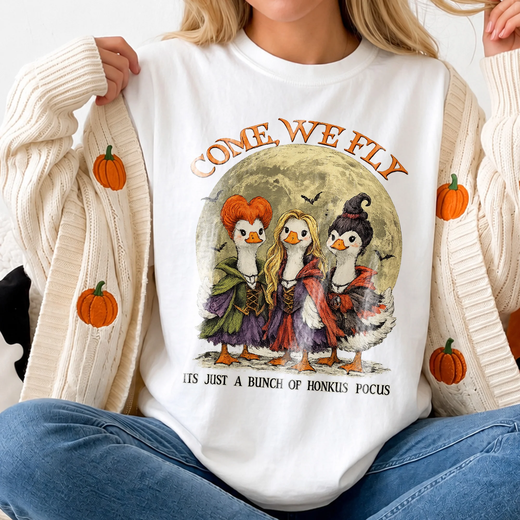Come We Fly Hocus Pocus Tee Funny Sanderson Sisters Duck Halloween Shirt