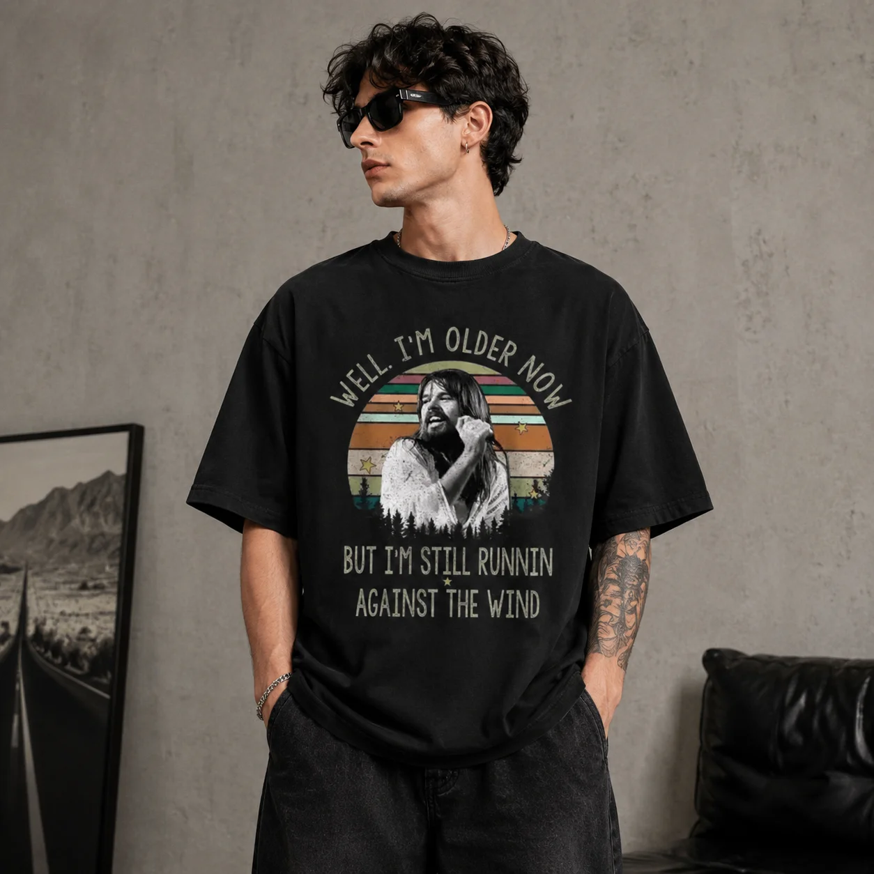 Against the Wind Bob Seger Lyric Vintage Rock Tee for Classic Rock Fans