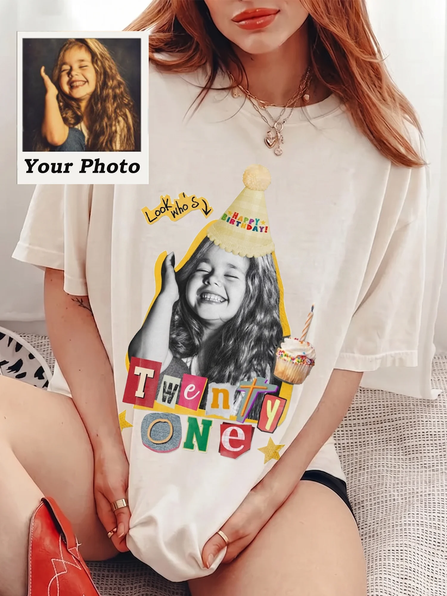 Look Who's Happy Birthday Tee Personalized Custom Photo Shirt