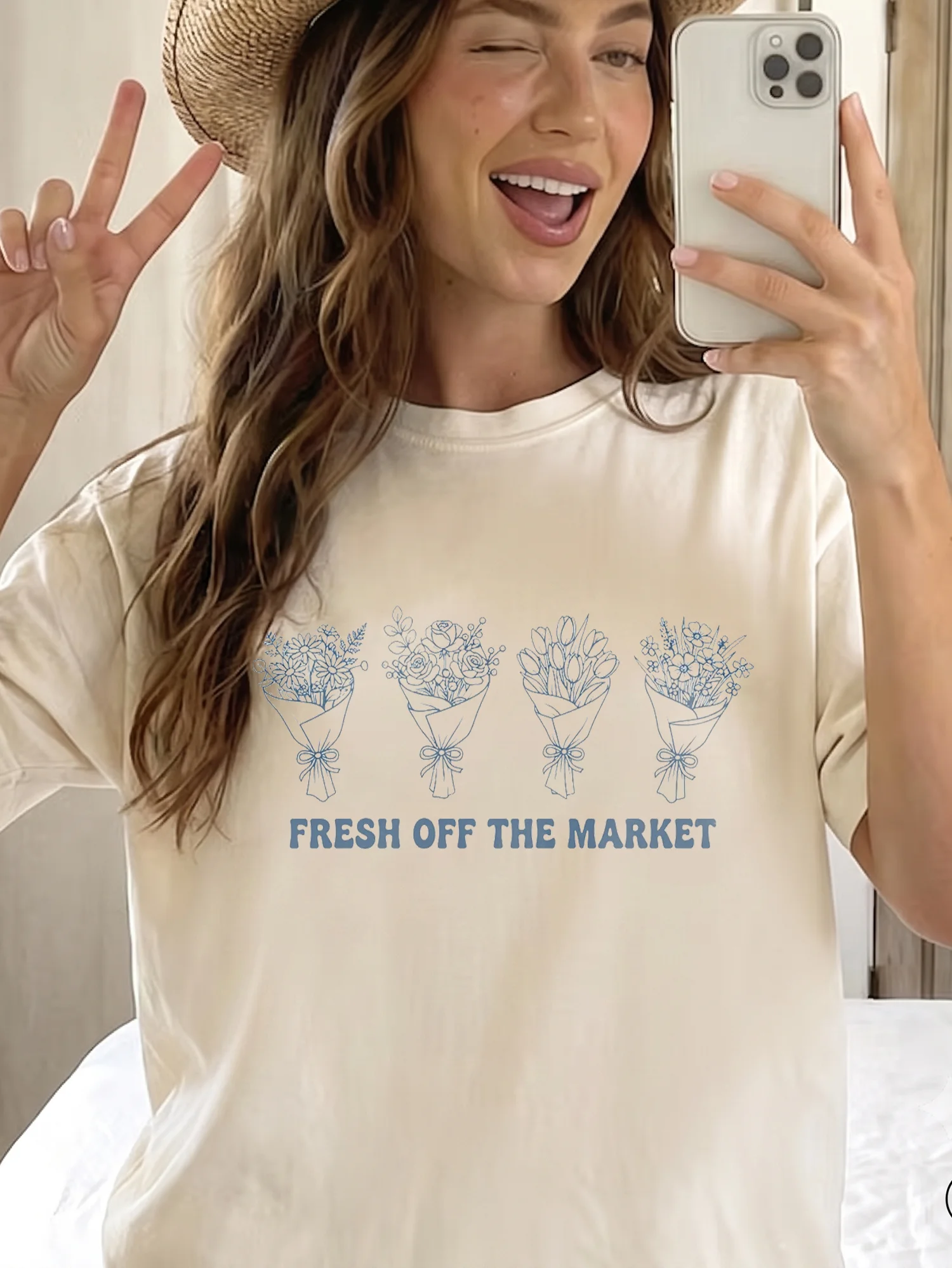 Fresh Off The Market Floral Bouquet Tee Bachelorette Shirt For Women
