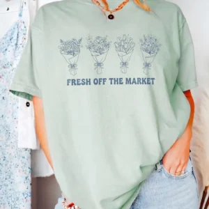 Fresh Off The Market Floral Bouquet Tee Bachelorette Shirt For Women