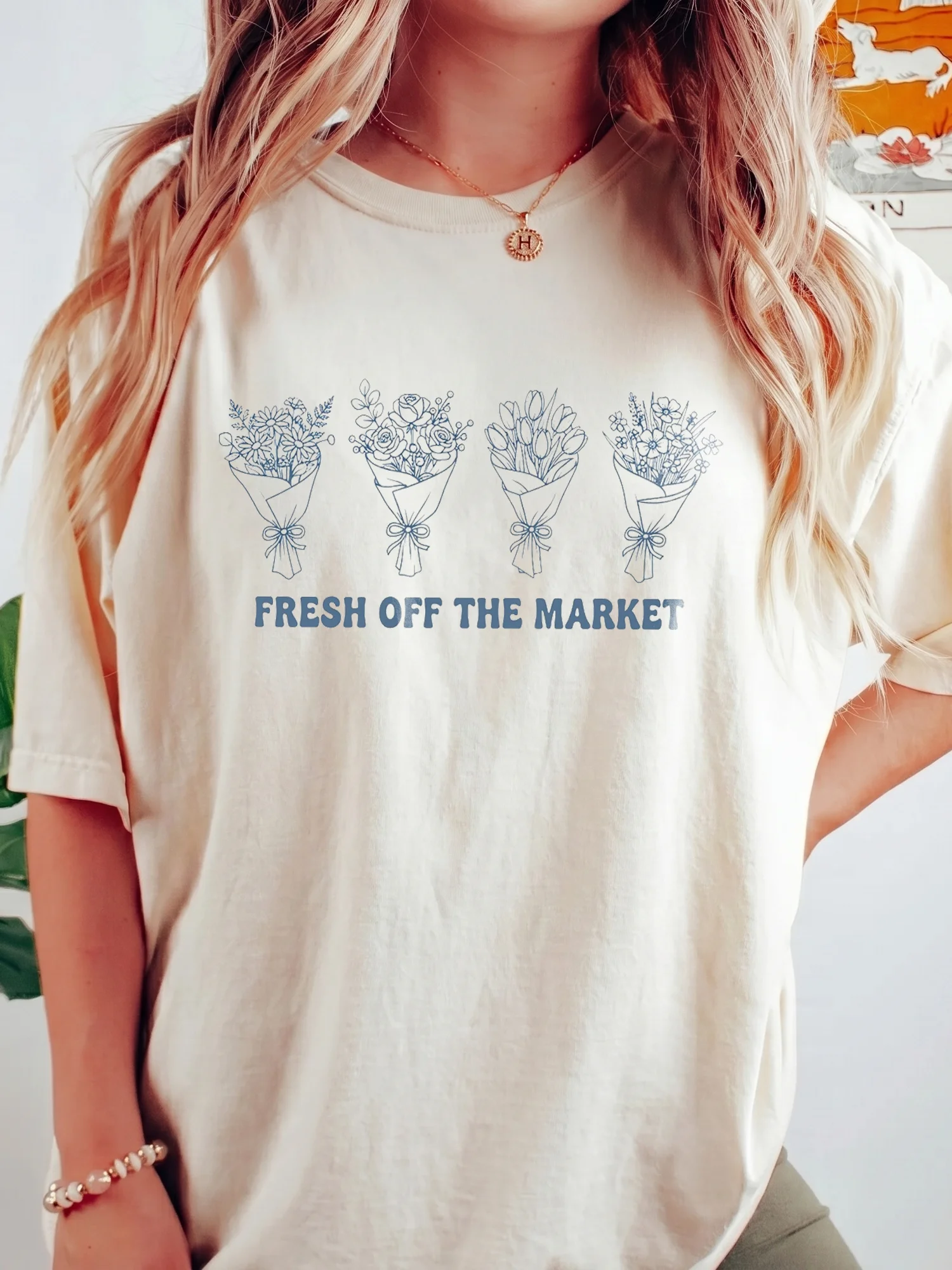Fresh Off The Market Floral Bouquet Tee Bachelorette Shirt For Women