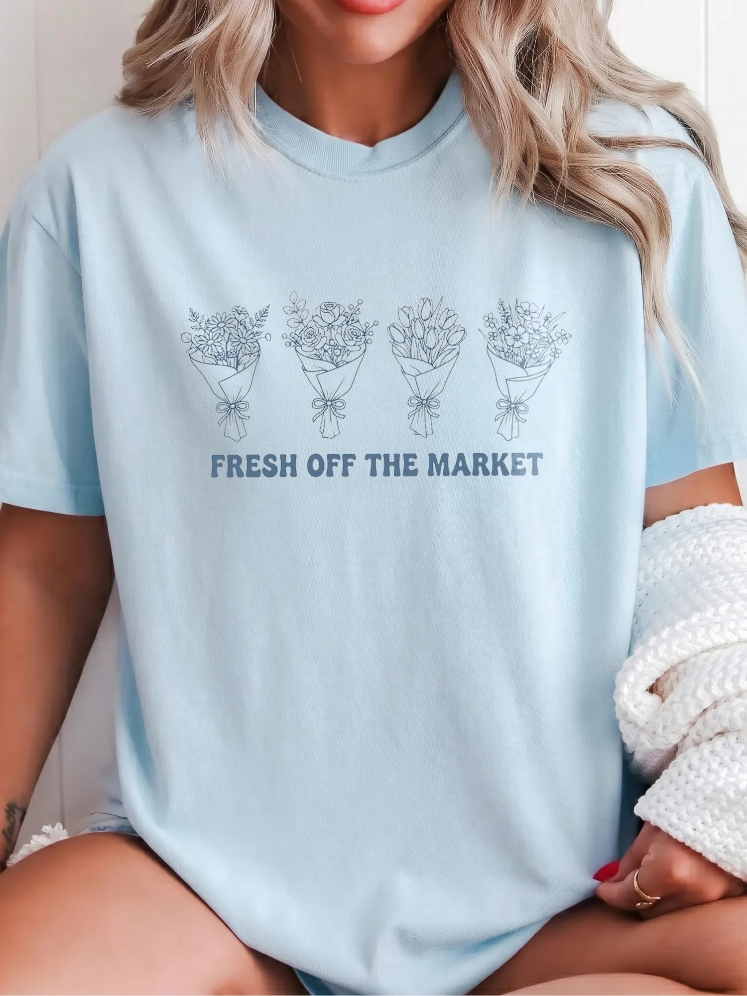 Fresh Off The Market Floral Bouquet Tee Bachelorette Shirt For Women