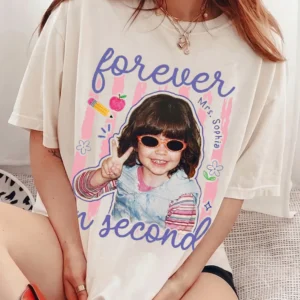 Forever in Second Grade Teacher Custom Photo Tee Personalized Back to School Gift