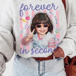 Forever in Second Grade Teacher Custom Photo Tee Personalized Back to School Gift