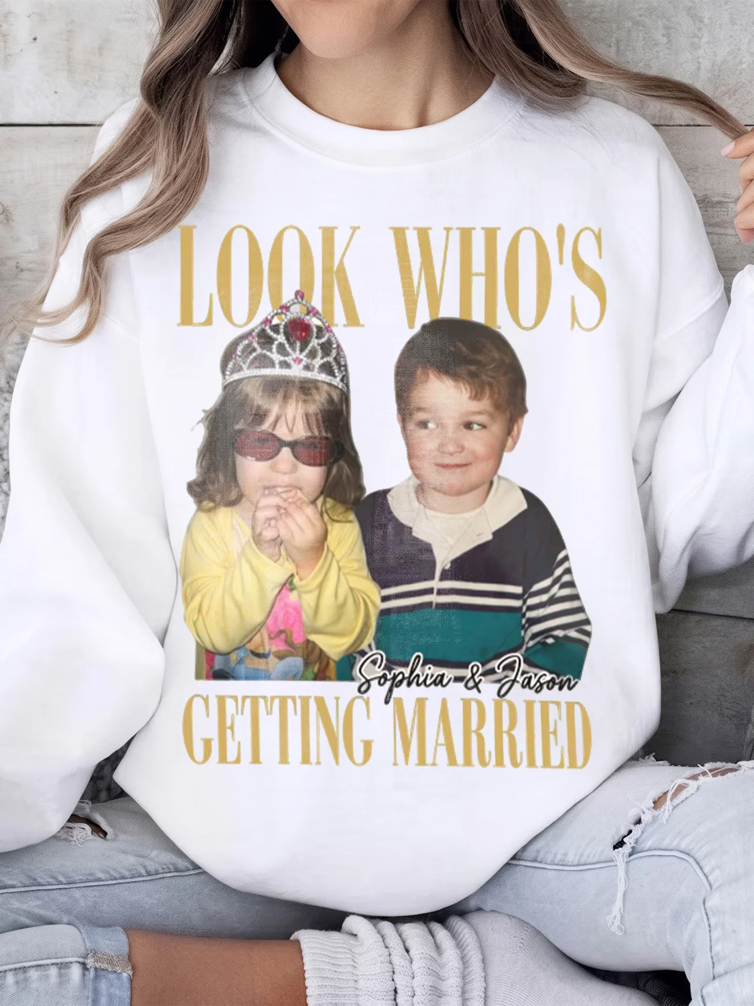 Look Who's Getting Married Custom Photo Tee Engagement Gift Shirt